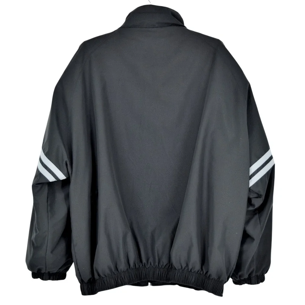 Vintage On Line Windbreaker Jacket Men XXL Black Dual Stripe Full Zip Mesh Lined